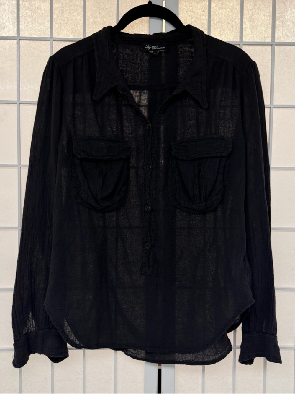 Isabel Matant Etoile cotton gauze top black large EUC